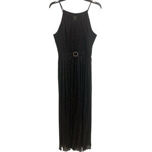 Alexa B Nites 10 Black Empire Waist Halter Maxi‎ Dres Metallic Threading